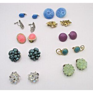 Vintage Set of 10 clip on earrings different styles.
